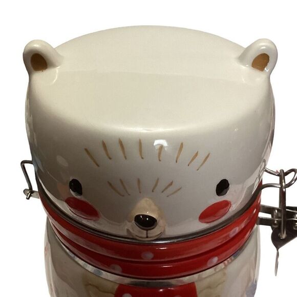 Vintage Swiss Miss Christmas Ceramic Polar Bear Canister Cookie Jar - Picture 8 of 8
